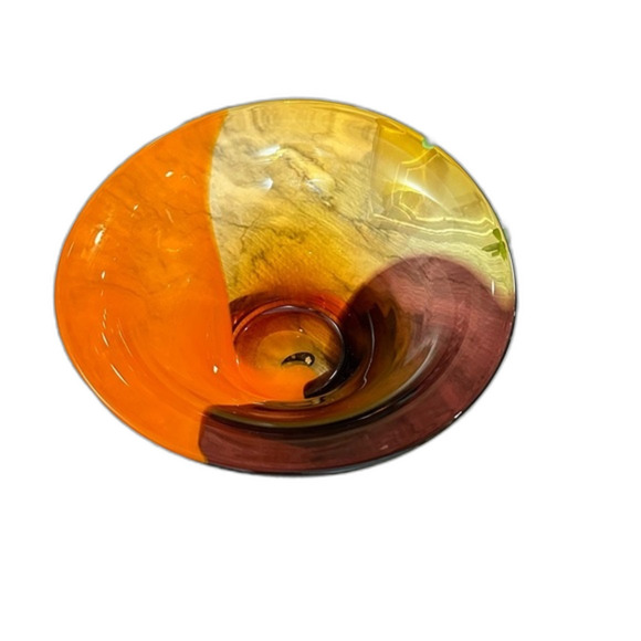 Teleflora Hand Blown Multi-Colored Studio Art MCM Swirl Glass Bowl - Picture 13 of 16